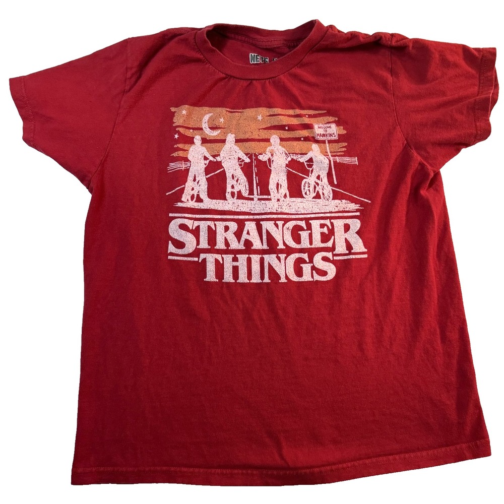 Netflix Stranger Things TShirt Mens M Red Hawkins Bike Riders TV Show